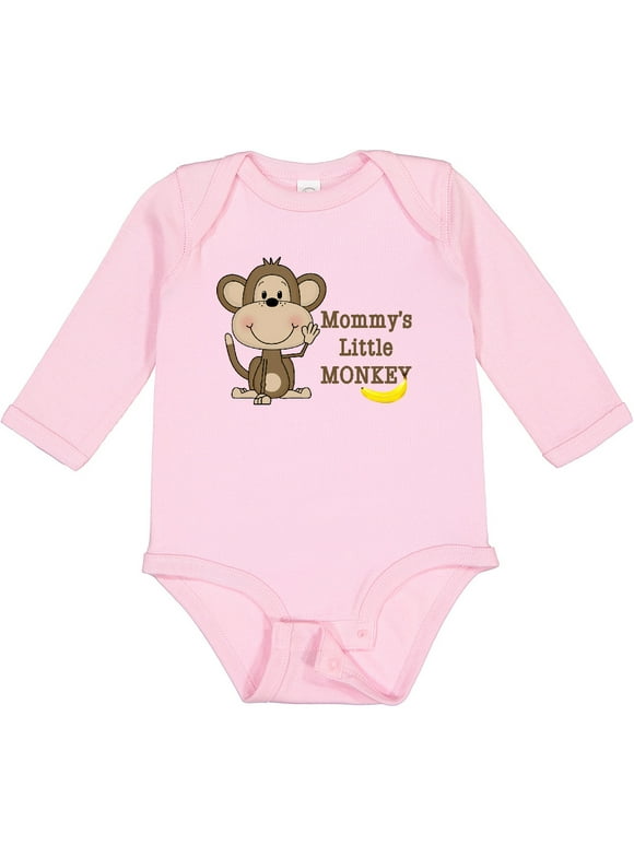 Inktastic Mommy's Little Monkey Boys or Girls Long Sleeve Baby Bodysuit