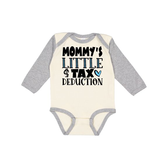 Inktastic Mommy's Little Tax Deduction Blue Hearts Boys or Girls Long Sleeve Baby Bodysuit