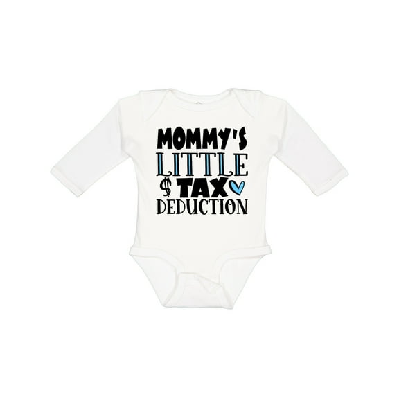 Inktastic Mommy's Little Tax Deduction Blue Hearts Boys or Girls Long Sleeve Baby Bodysuit
