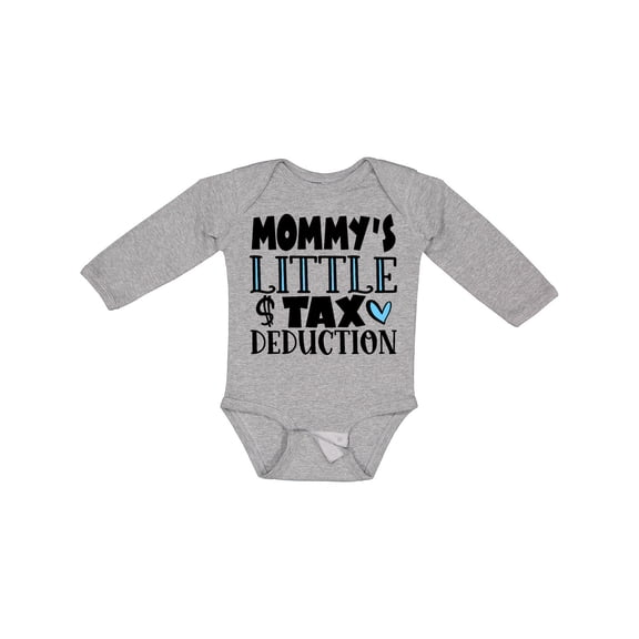 Inktastic Mommy's Little Tax Deduction Blue Hearts Boys or Girls Long Sleeve Baby Bodysuit