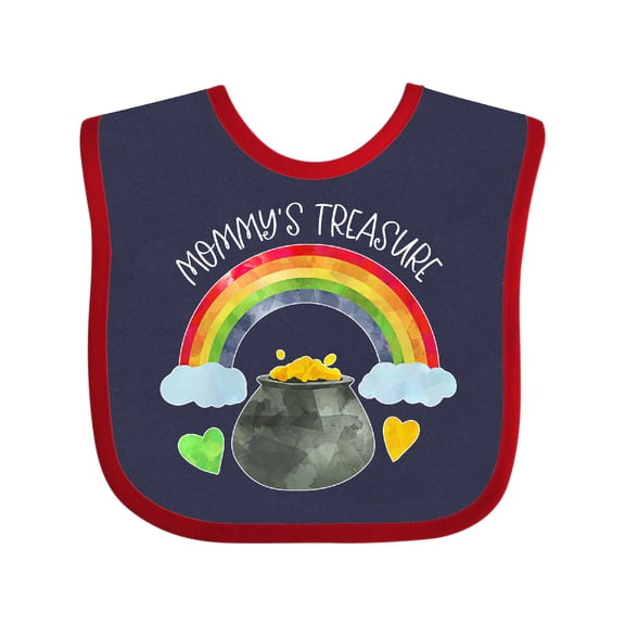 Inktastic Mommy's Treasure St. Patrick's Day Rainbow and Gold Boys or Girls Baby Bib