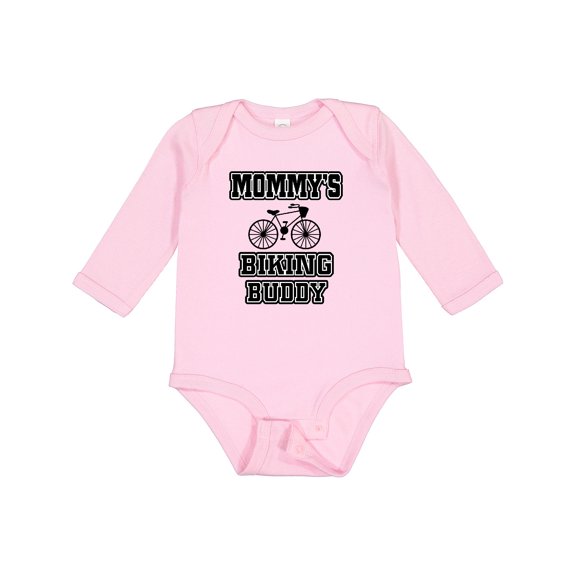 Inktastic Mommys Biking Buddy Boys or Girls Long Sleeve Baby Bodysuit