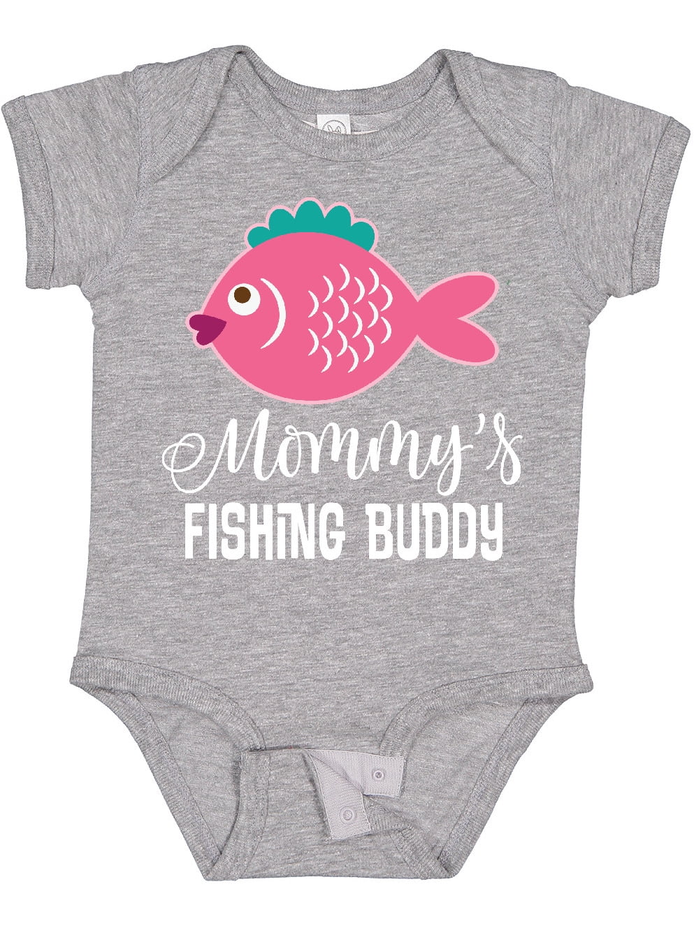 Inktastic Mommy's Fishing Buddy Baby Bib - Colorful Fish Design For Newborns & Infants