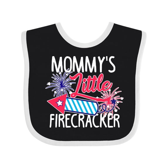 Inktastic Mommys Little Firecracker with Rocket and Fireworks Boys or Girls Baby Bib