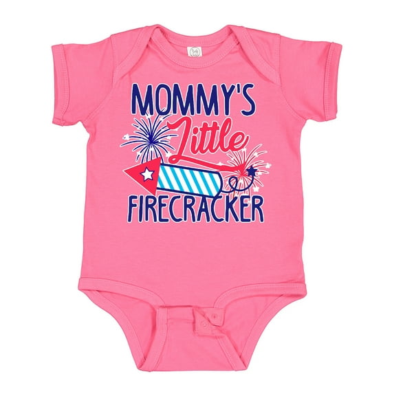 Inktastic Mommys Little Firecracker with Rocket and Fireworks Boys or Girls Baby Bodysuit