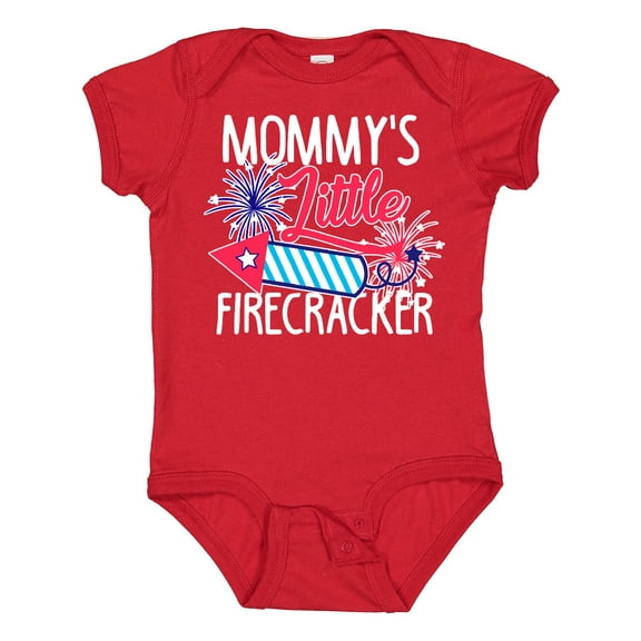Inktastic Mommys Little Firecracker with Rocket and Fireworks Boys or Girls Baby Bodysuit