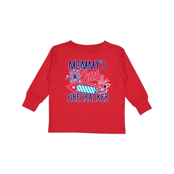 Inktastic Mommys Little Firecracker with Rocket and Fireworks Boys or Girls Long Sleeve Toddler T-Shirt