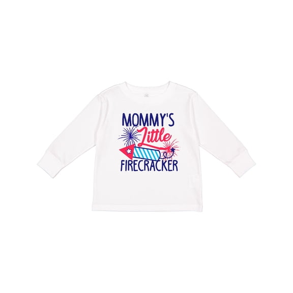 Inktastic Mommys Little Firecracker with Rocket and Fireworks Boys or Girls Long Sleeve Toddler T-Shirt