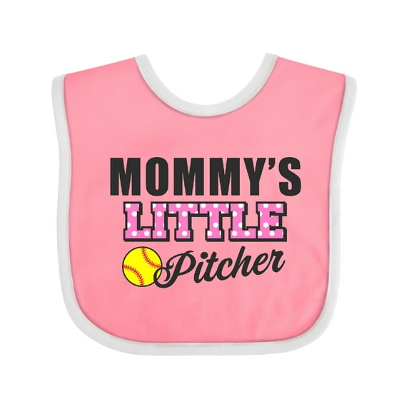 Inktastic Mommys Little Pitcher Softball Girls Baby Bib