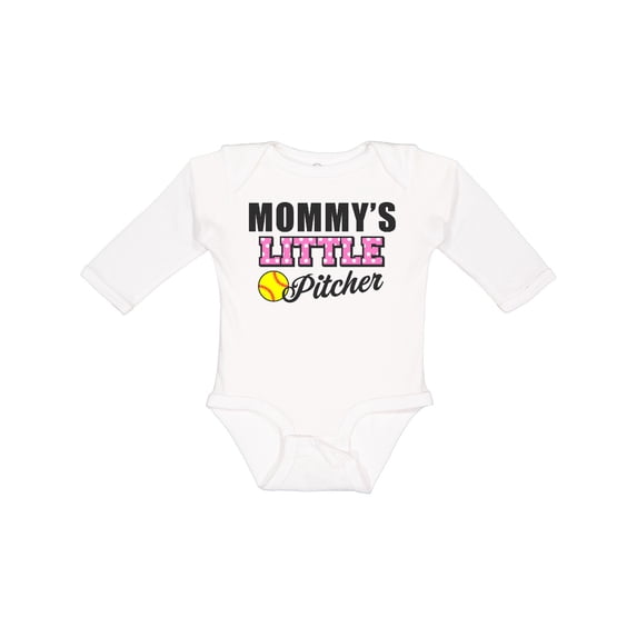 Inktastic Mommys Little Pitcher Softball Girls Long Sleeve Baby Bodysuit