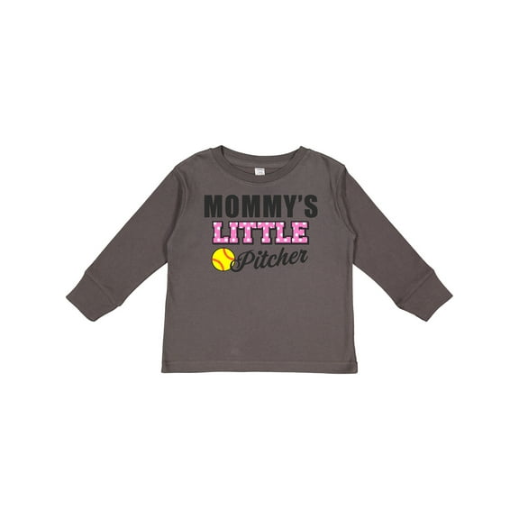 Inktastic Mommys Little Pitcher Softball Girls Long Sleeve Toddler T-Shirt