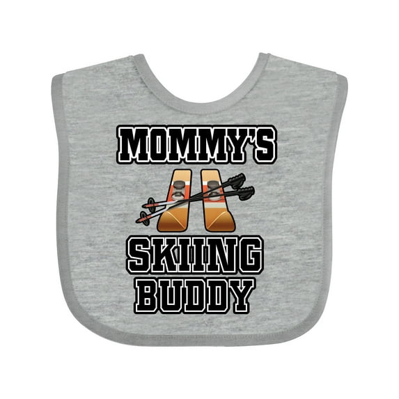 Inktastic Mommys Skiing Buddy for Kids Boys or Girls Baby Bib