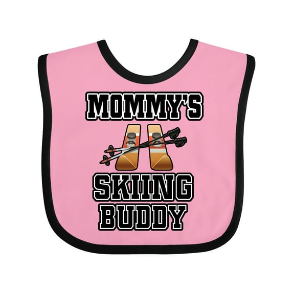 Inktastic Mommys Skiing Buddy for Kids Boys or Girls Baby Bib