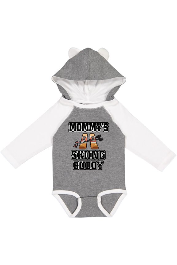 Mommys Skiing Buddy for Kids Boys or Girls Long Sleeve Baby Bodysuit