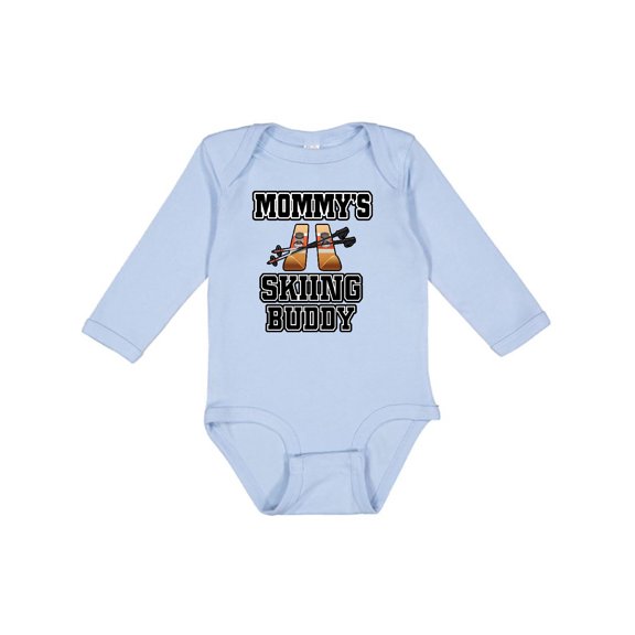 Inktastic Mommys Skiing Buddy for Kids Boys or Girls Long Sleeve Baby Bodysuit