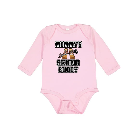 Inktastic Mommys Skiing Buddy for Kids Boys or Girls Long Sleeve Baby Bodysuit