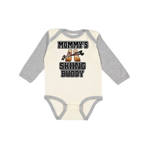 Inktastic Mommys Skiing Buddy for Kids Boys or Girls Long Sleeve Baby Bodysuit