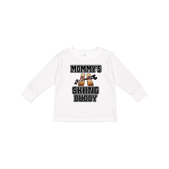 Inktastic Mommys Skiing Buddy for Kids Boys or Girls Long Sleeve Toddler T-Shirt