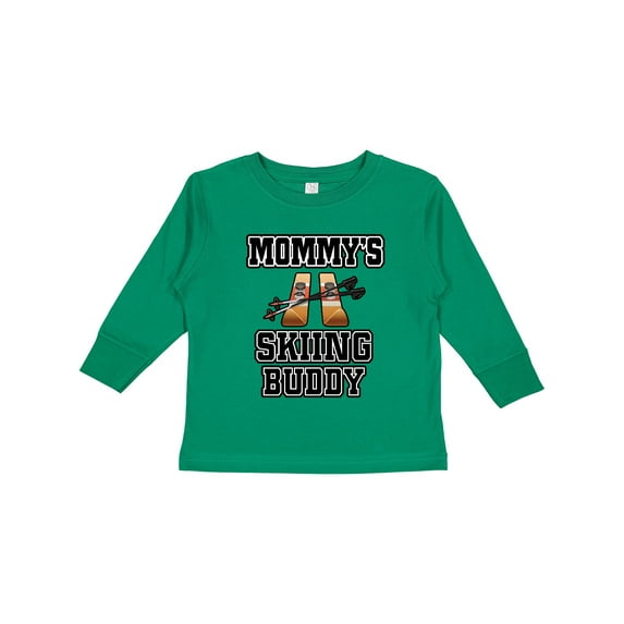 Inktastic Mommys Skiing Buddy for Kids Boys or Girls Long Sleeve Toddler T-Shirt