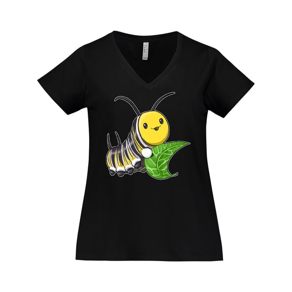 Inktastic Monarch butterfly caterpillar- cute baby insect Women's Plus Size V-Neck T-Shirt