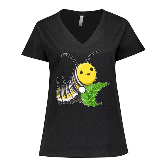 Inktastic Monarch butterfly caterpillar- cute baby insect Women's Plus Size V-Neck T-Shirt