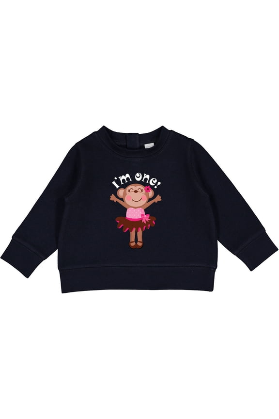 Monkey 1st Birthday 1 Year Old Girl Baby Sweatshirt