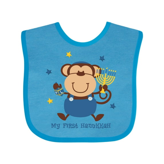 Inktastic Monkey Boy 1st Hanukkah Boys Baby Bib