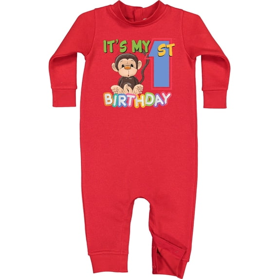 Inktastic Monkey First Birthday Baby Fleece Romper