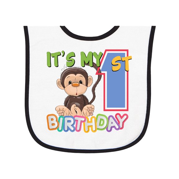 Inktastic Monkey First Birthday Baby Terry Cloth Bib