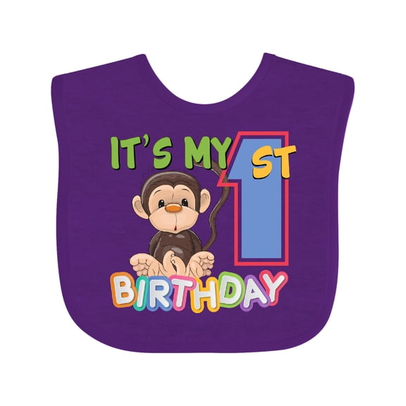 Inktastic Monkey First Birthday Boys or Girls Baby Bib