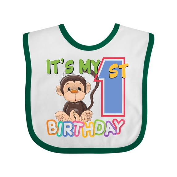 Inktastic Monkey First Birthday Boys or Girls Baby Bib