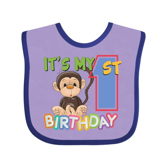 Inktastic Monkey First Birthday Boys or Girls Baby Bib