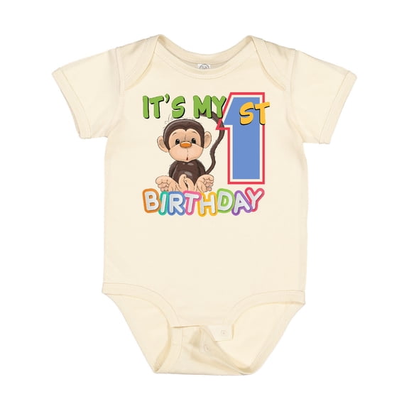 Inktastic Monkey First Birthday Boys or Girls Baby Bodysuit
