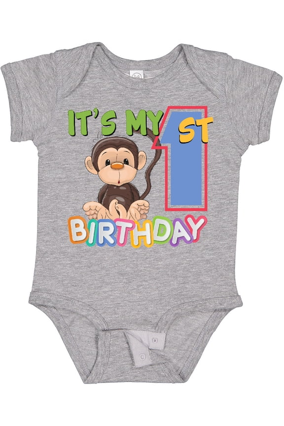 Monkey First Birthday Boys or Girls Baby Bodysuit