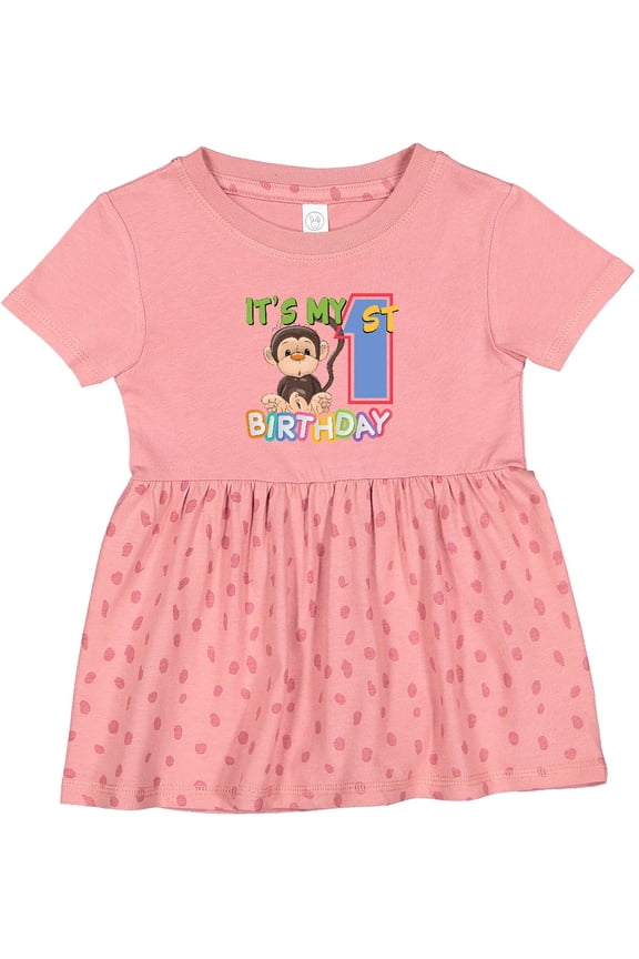 Monkey First Birthday Girls Baby Dress
