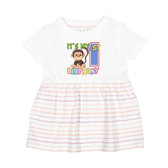 Inktastic Monkey First Birthday Girls Baby Dress