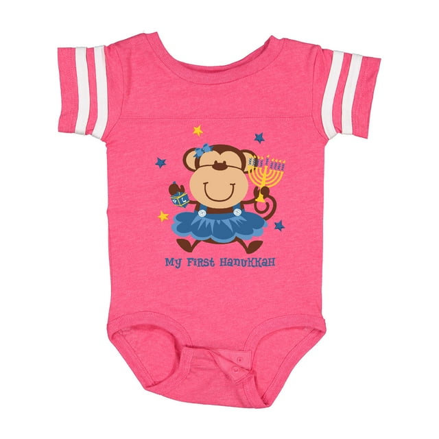 Inktastic Monkey Girl 1st Hanukkah Girls Baby Bodysuit