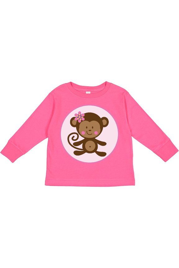 Monkey Girl Girls Long Sleeve Toddler T-Shirt