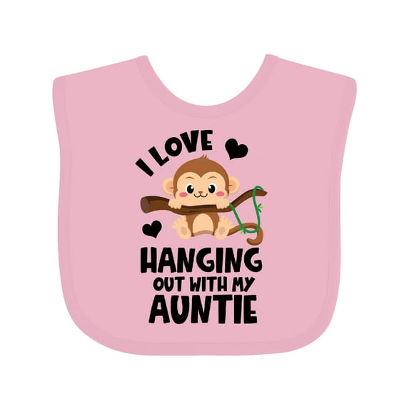 Inktastic Monkey I Love Hanging out with My Auntie Boys or Girls Baby Bib