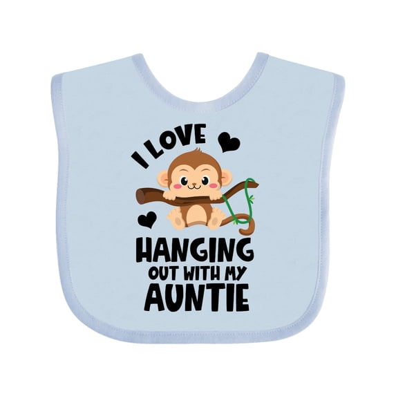 Inktastic Monkey I Love Hanging out with My Auntie Boys or Girls Baby Bib