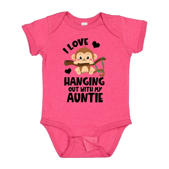 Inktastic Monkey I Love Hanging out with My Auntie Boys or Girls Baby Bodysuit