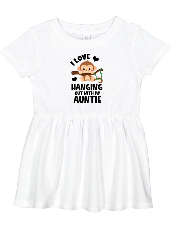 Monkey I Love Hanging out with My Auntie Girls Baby Dress
