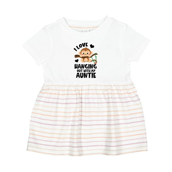 Inktastic Monkey I Love Hanging out with My Auntie Girls Baby Dress