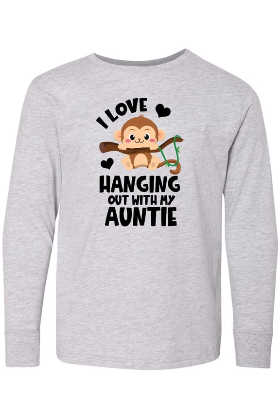 Monkey I Love Hanging out with My Auntie Long Sleeve Youth T-Shirt