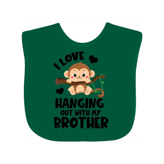 Inktastic Monkey I Love Hanging out with My Brother Boys or Girls Baby Bib