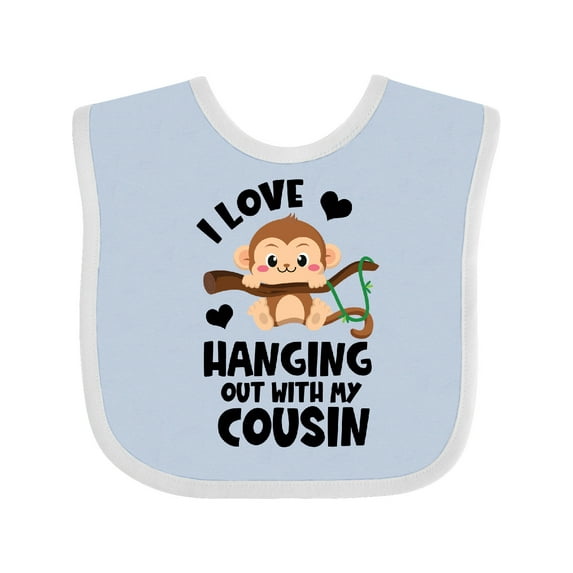 Inktastic Monkey I Love Hanging out with My Cousin Boys or Girls Baby Bib