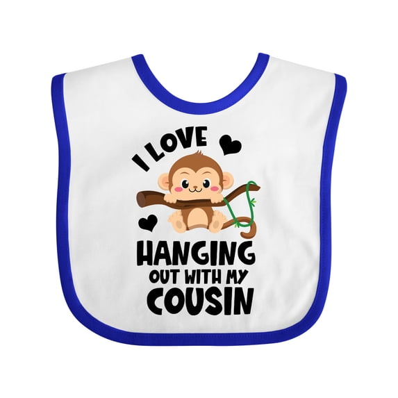 Inktastic Monkey I Love Hanging out with My Cousin Boys or Girls Baby Bib