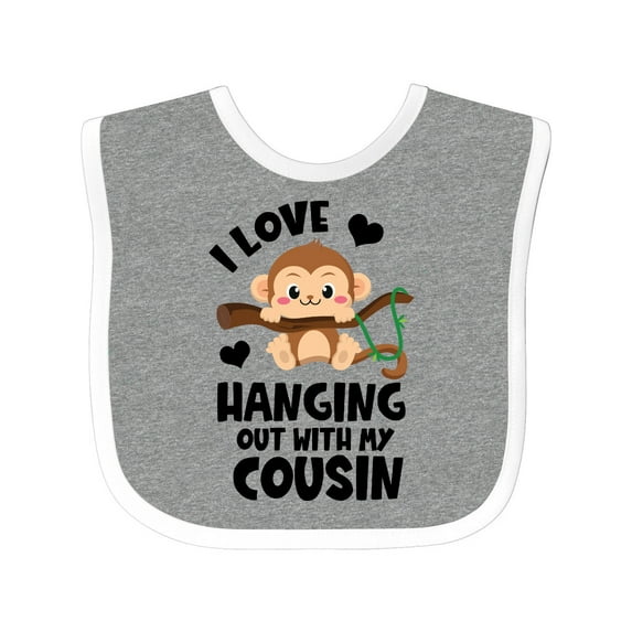 Inktastic Monkey I Love Hanging out with My Cousin Boys or Girls Baby Bib