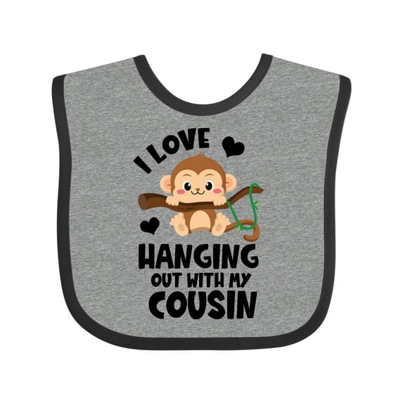 Inktastic Monkey I Love Hanging out with My Cousin Boys or Girls Baby Bib