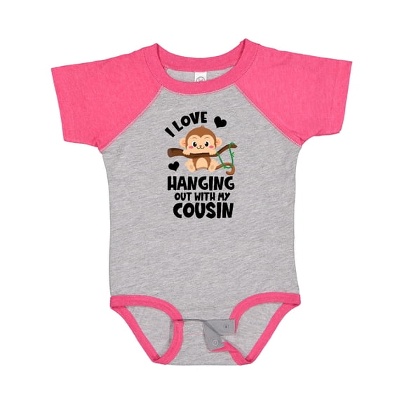 Inktastic Monkey I Love Hanging out with My Cousin Boys or Girls Baby Bodysuit